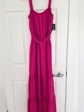 Bright Fuchsia Maxi Dress with Belt Size XS